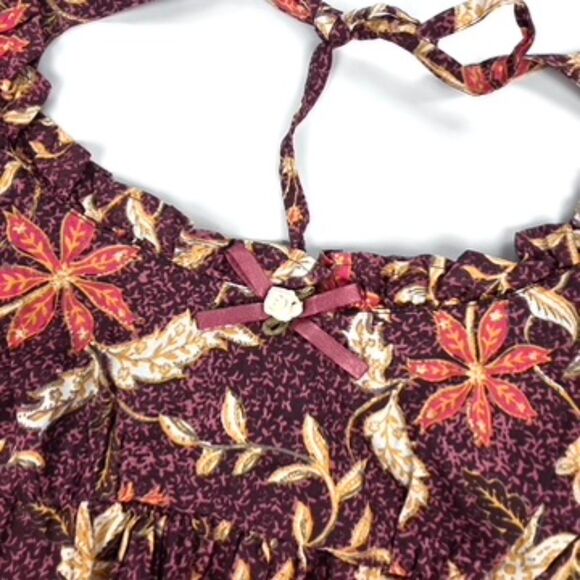 NWT Free People Lola Floral Mini Dress Brown Boho Cottagecore Babydoll Peasant - Picture 3 of 8